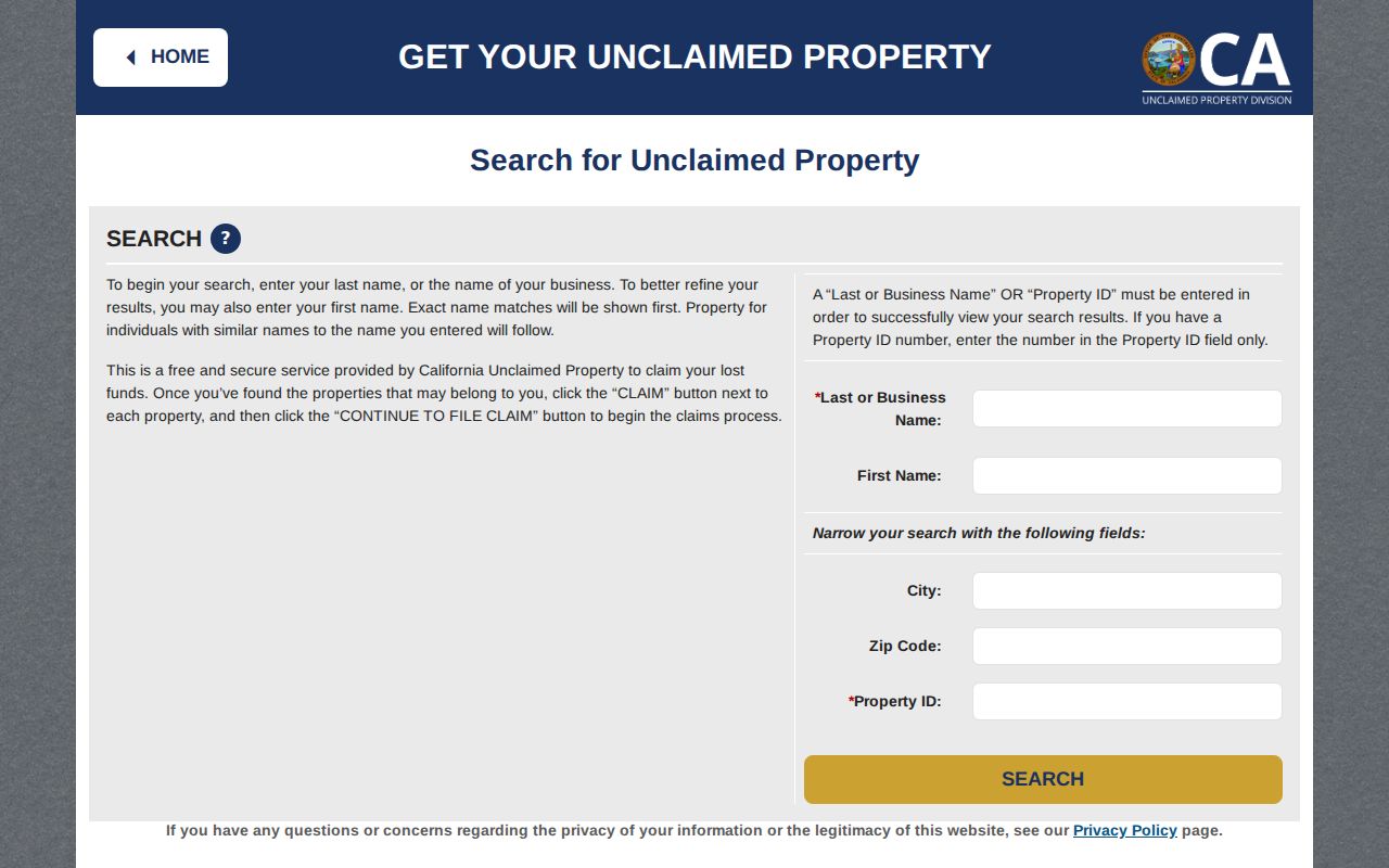 El Cajon people search California unclaimed property lookup