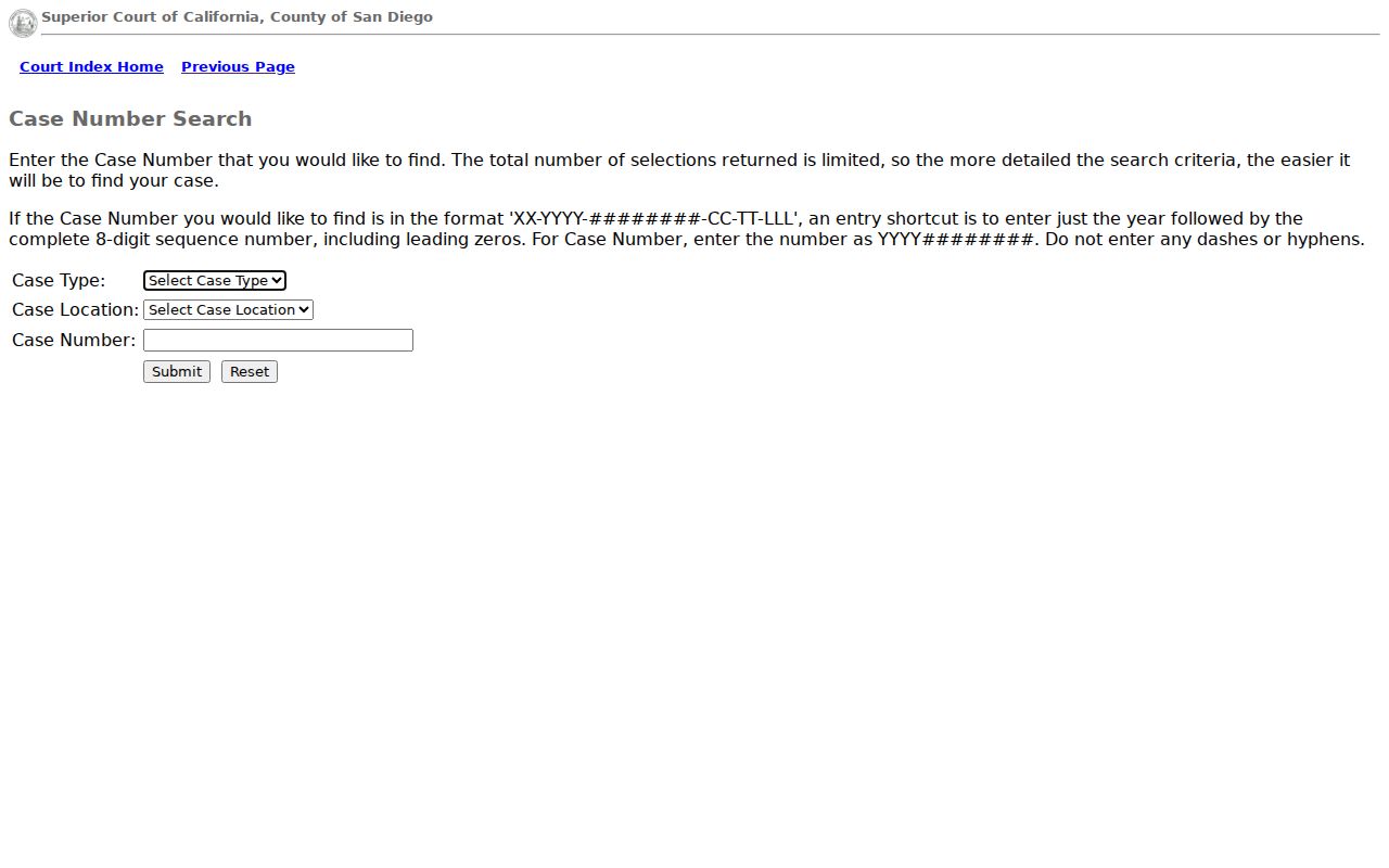 El Cajon public records San Diego Superior Court case search