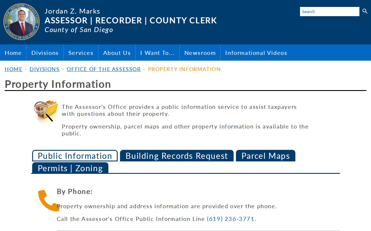El Cajon public records property information page