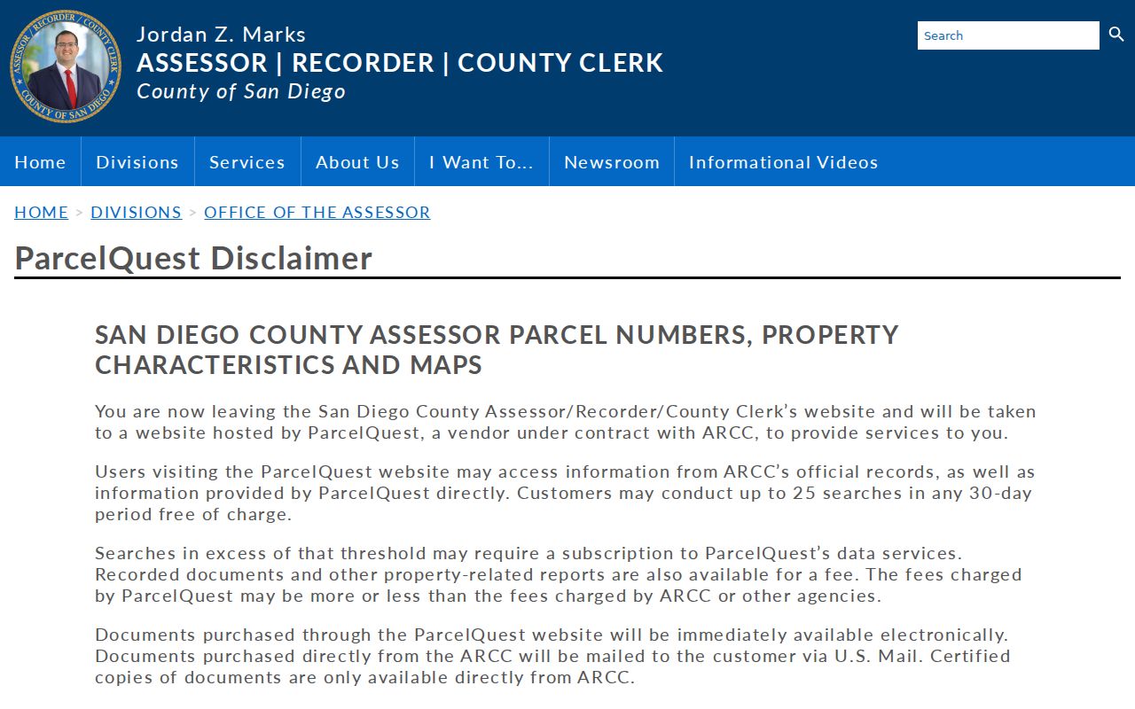 El Cajon public records ParcelQuest search limits
